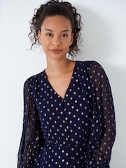 Crew Clothing Company Blue	Emerald Textured A-Line Dress - Image 3 of 4