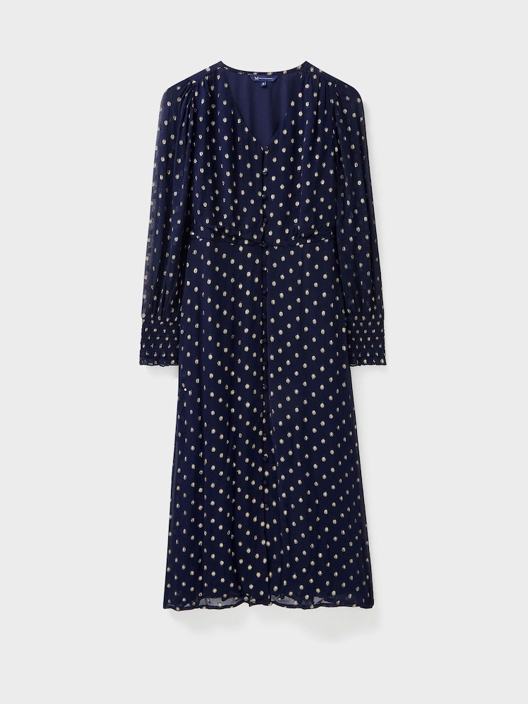 Crew Clothing Company Blue	Emerald Textured A-Line Dress - Image 4 of 4
