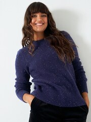 Crew Clothing Company Dark Blue Textured Jumper - Image 1 of 3