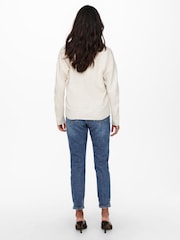 ONLY Cream V-Neck Cosy Knitted Jumper - Image 3 of 5