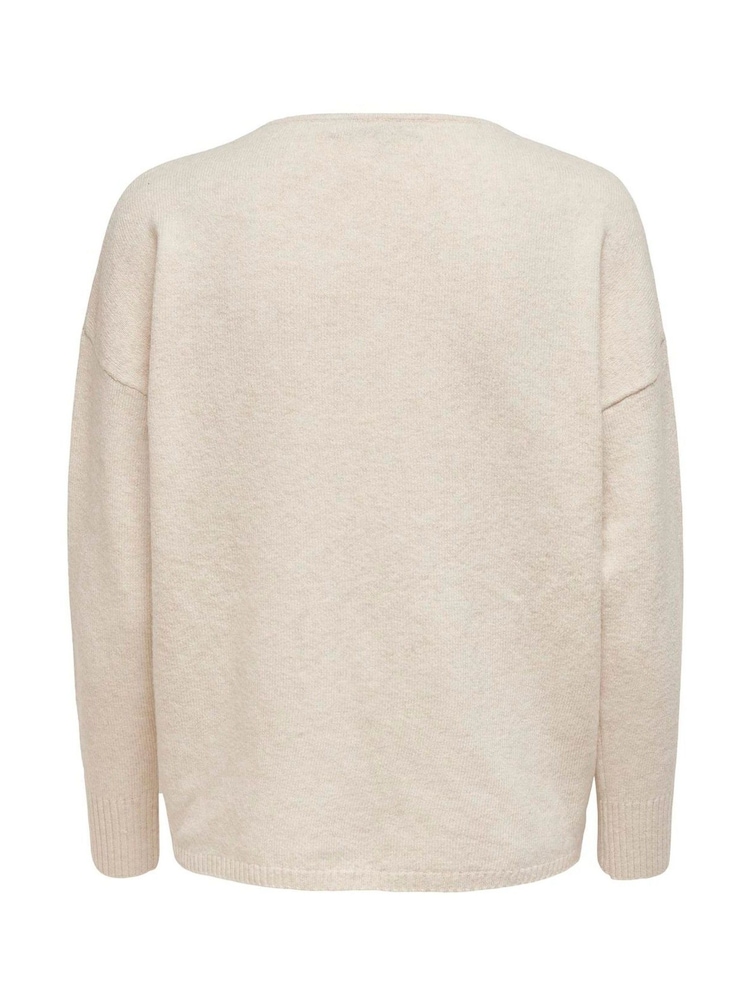 ONLY Cream V-Neck Cosy Knitted Jumper - Image 5 of 5