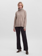 VERO MODA Natural Long Sleeve Cowl Neck Knitted 100% Cotton Jumper - Image 3 of 5
