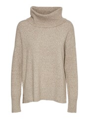 VERO MODA Natural Long Sleeve Cowl Neck Knitted 100% Cotton Jumper - Image 5 of 5