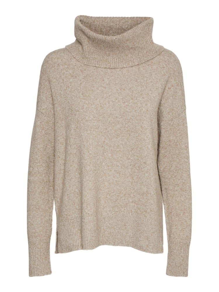 VERO MODA Natural Long Sleeve Cowl Neck Knitted 100% Cotton Jumper - Image 5 of 5