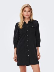ONLY Black Puff Sleeve Denim Dress - Image 1 of 6