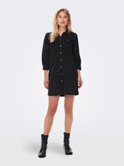 ONLY Black Puff Sleeve Denim Dress - Image 3 of 6