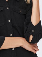 ONLY Black Puff Sleeve Denim Dress - Image 5 of 6