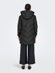 ONLY Black Hooded Longline Coat - Image 2 of 6