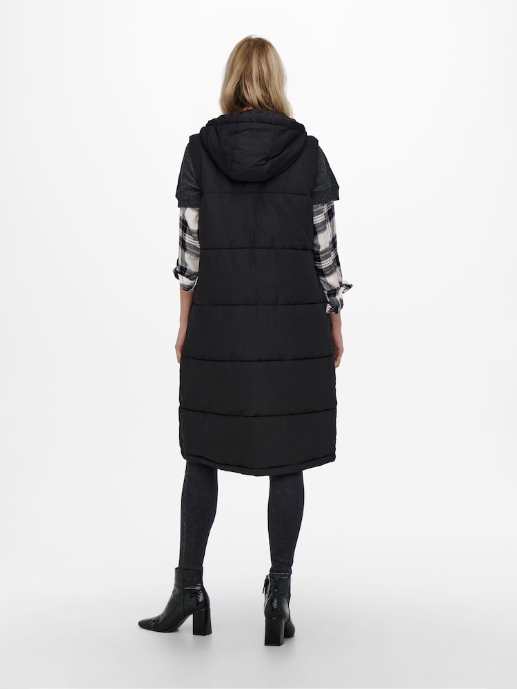 ONLY Black Hooded Longline Gilet - Image 2 of 5