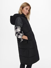 ONLY Black Hooded Longline Gilet - Image 3 of 5