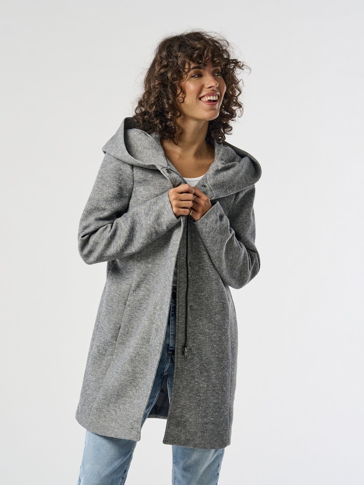 ONLY Grey Hooded Smart Coat - Image 1 of 8