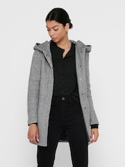 ONLY Grey Hooded Smart Coat - Image 2 of 8