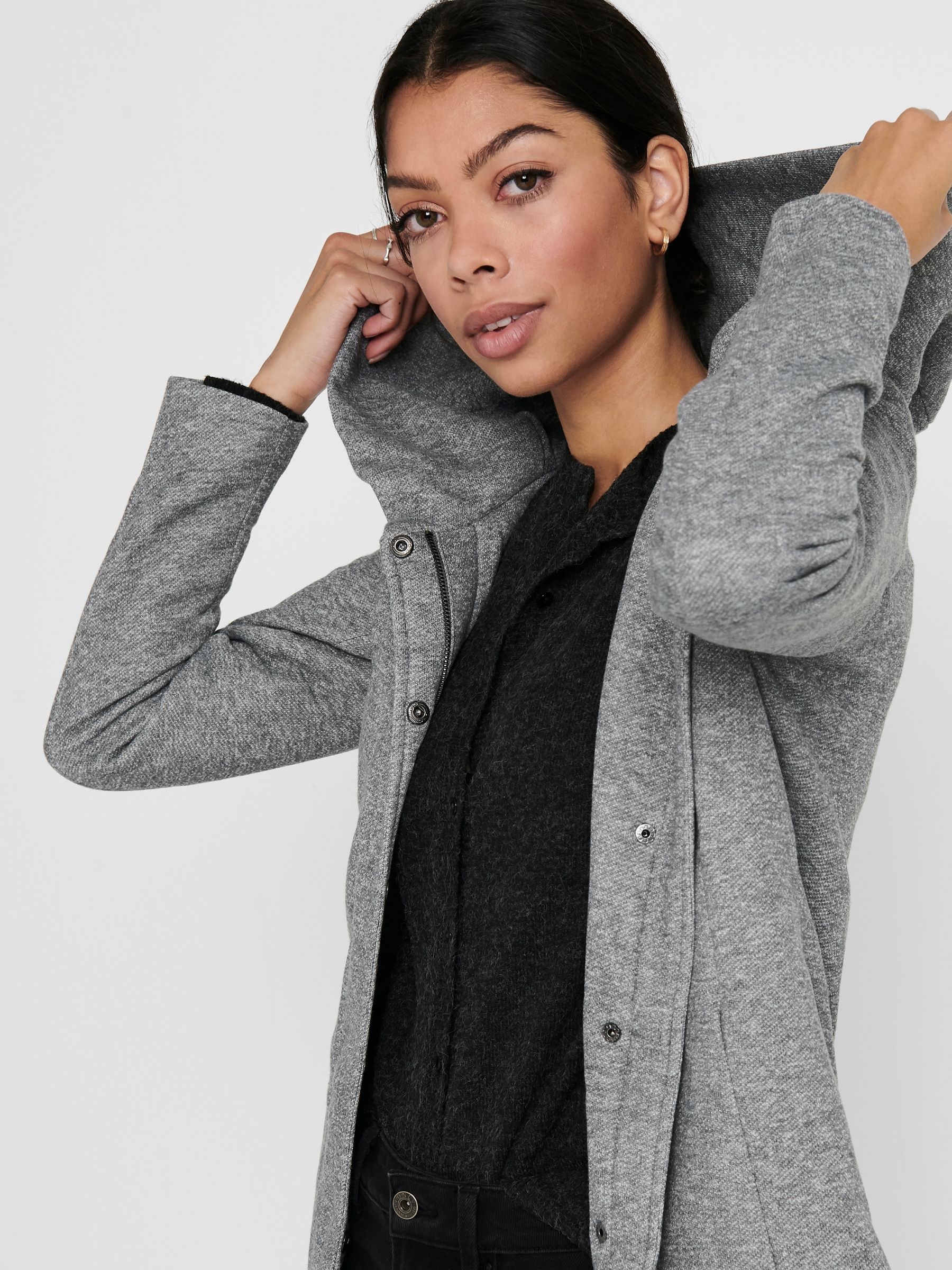 Buy ONLY Grey Hooded Smart 100 Cotton Coat from Next Canada
