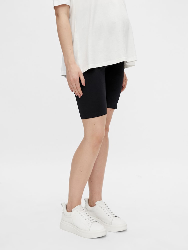 Mamalicious Black Maternity Jersey Cycling 100% Cotton Shorts 2 Pack - Image 3 of 9