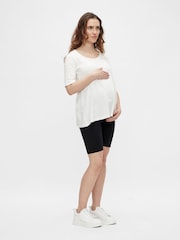 Mamalicious Black Maternity Jersey Cycling 100% Cotton Shorts 2 Pack - Image 4 of 9