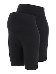 Mamalicious Black Maternity Jersey Cycling 100% Cotton Shorts 2 Pack - Image 6 of 9