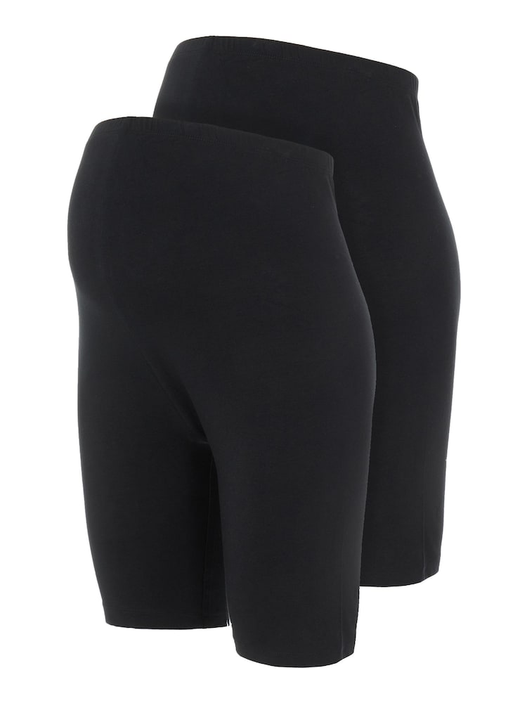 Mamalicious Black Maternity Jersey Cycling 100% Cotton Shorts 2 Pack - Image 6 of 9