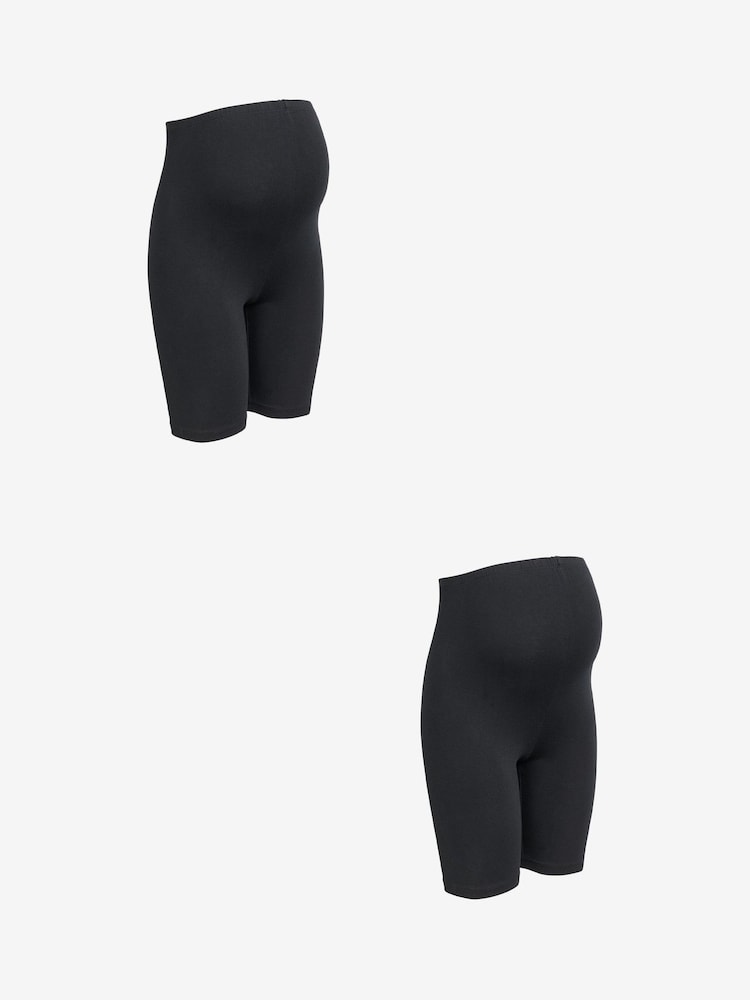Mamalicious Black Maternity Jersey Cycling 100% Cotton Shorts 2 Pack - Image 7 of 9