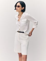 VERO MODA White Tortoise Button Stripe Shirt - Image 1 of 7