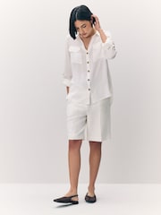 VERO MODA White Tortoise Button Stripe Shirt - Image 2 of 7