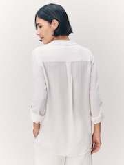 VERO MODA White Tortoise Button Stripe Shirt - Image 3 of 7