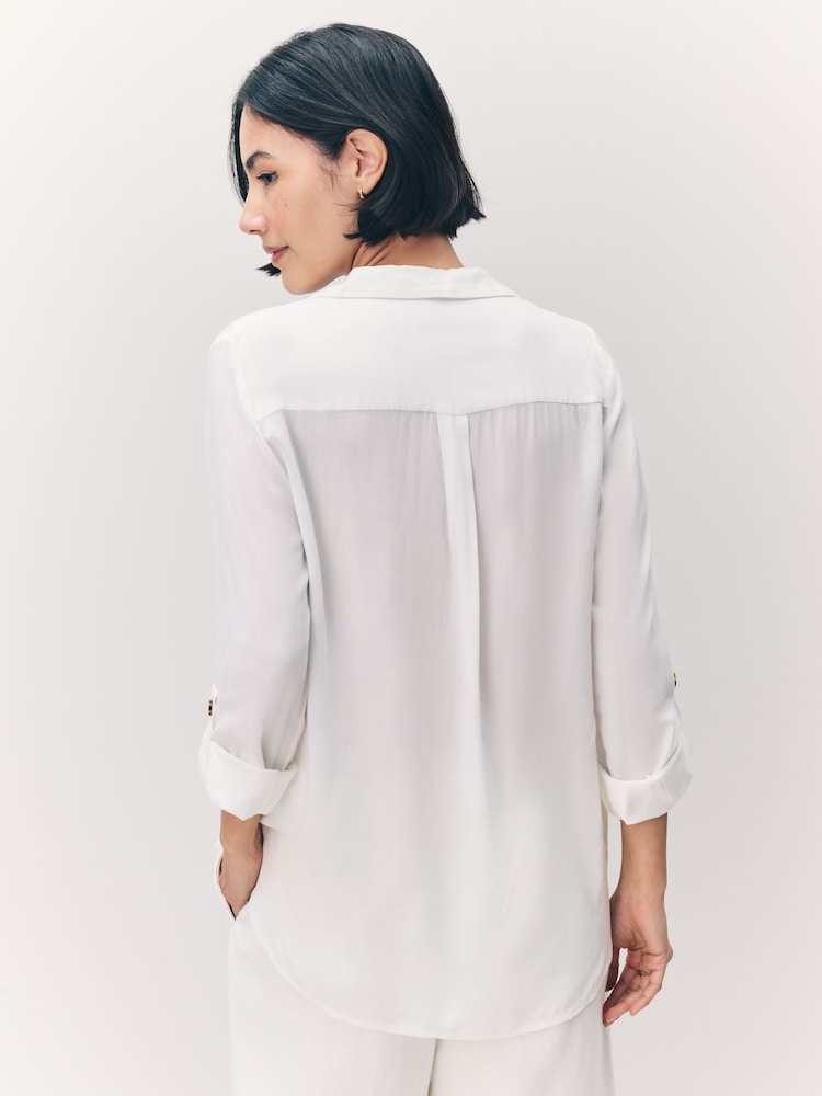 VERO MODA White Tortoise Button Stripe Shirt - Image 3 of 7