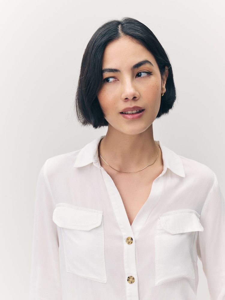 VERO MODA White Tortoise Button Stripe Shirt - Image 6 of 7