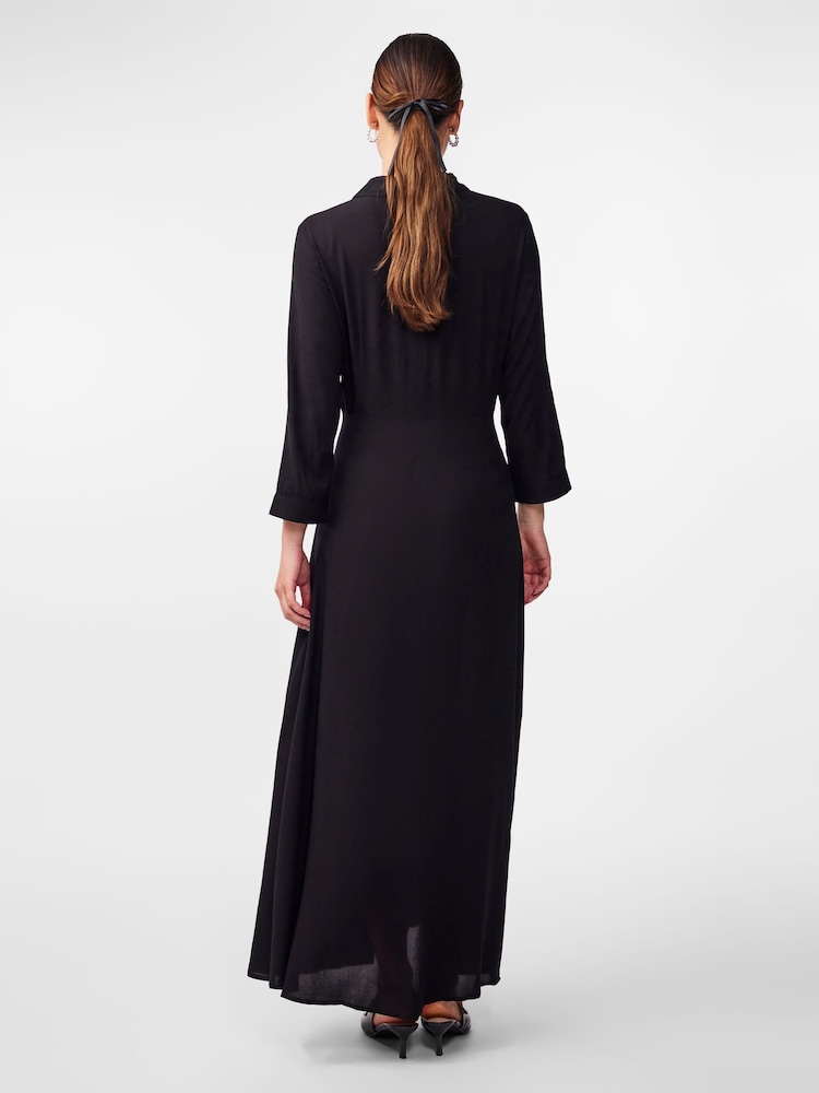 YAS Black Maxi Length Shirt Dress - Image 2 of 6 YAS Black Maxi Length Shirt Dress - Image 2 of 6