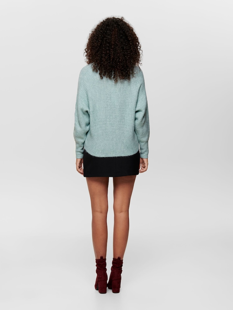 ONLY Blue Textured Batwing Loose Fit Knitted Jumper - Image 2 of 5