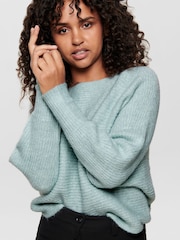 ONLY Blue Textured Batwing Loose Fit Knitted Jumper - Image 4 of 5