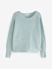ONLY Blue Textured Batwing Loose Fit Knitted Jumper - Image 5 of 5