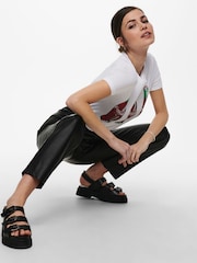 ONLY Black Tall High Waisted Faux Leather Workwear Trousers - Image 4 of 8