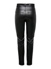 ONLY Black Tall High Waisted Faux Leather Workwear Trousers - Image 8 of 8