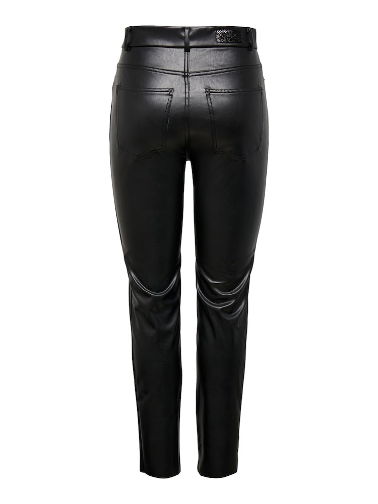 ONLY Black Tall High Waisted Faux Leather Workwear Trousers - Image 8 of 8