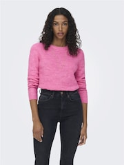 ONLY Pink Pointelle Knitted Round Neck Jumper - Image 2 of 7