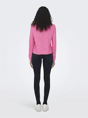 ONLY Pink Pointelle Knitted Round Neck Jumper - Image 3 of 7