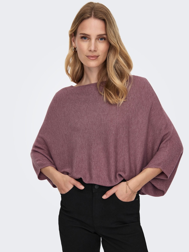 JDY Pink Knitted Batwing 100% Cotton Jumper - Image 1 of 5