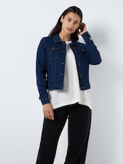 NOISY MAY Dark Blue Fitted Denim Jacket - Image 1 of 5