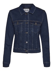 NOISY MAY Dark Blue Fitted Denim Jacket - Image 4 of 5