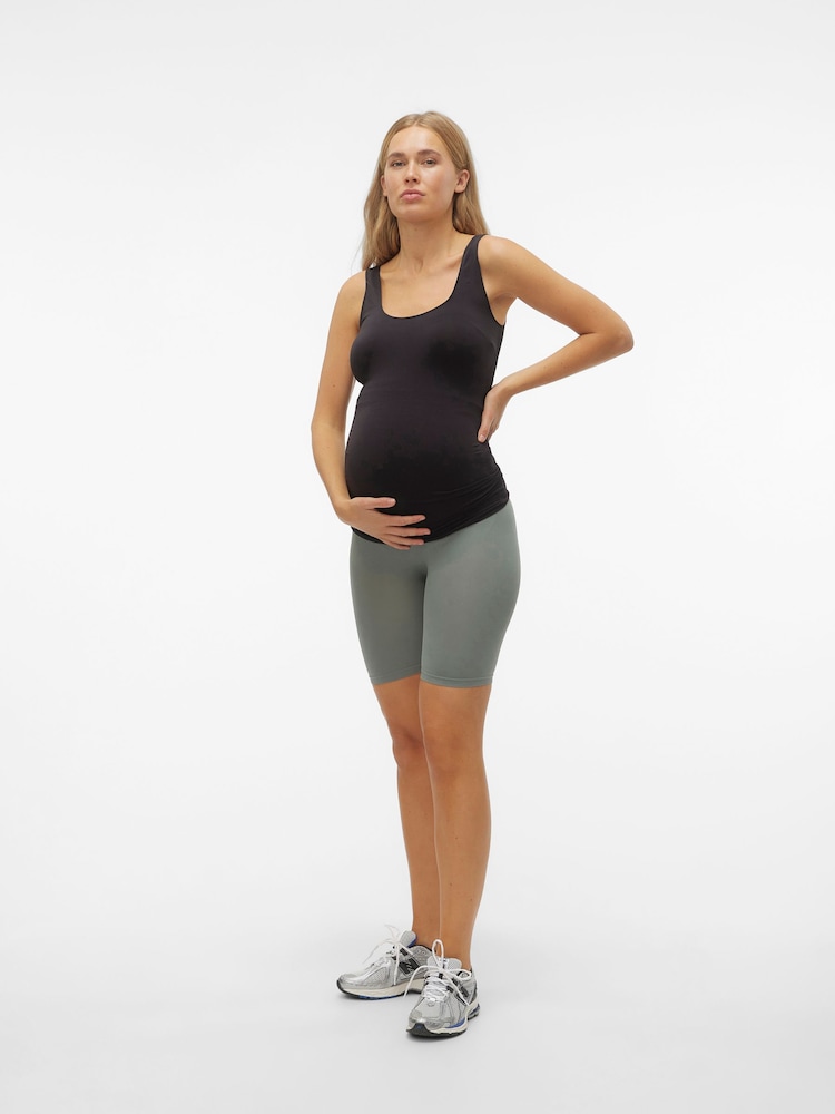 Mamalicious Green Maternity Over The Bump 100% Cotton Seamless Support Shorts - Image 1 of 1