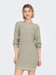 JDY Natural Slash Neck Knitted Mini Jumper Dress - Image 2 of 6