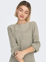 JDY Natural Slash Neck Knitted Mini Jumper Dress - Image 4 of 6