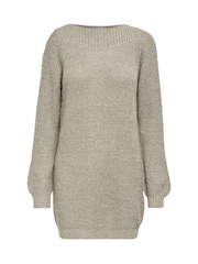 JDY Natural Slash Neck Knitted Mini Jumper Dress - Image 6 of 6