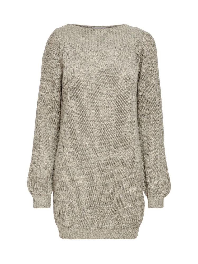 JDY Natural Slash Neck Knitted Mini Jumper Dress - Image 6 of 6