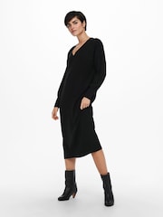 ONLY Black V-Neck Midi Knitted Jumper Dress - Image 5 of 6