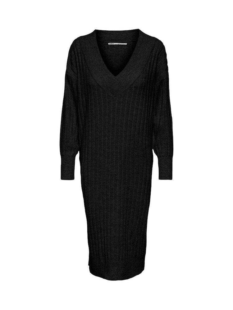 Only Black / Black Midi Length Knitted Dress