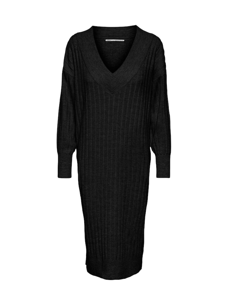 ONLY Black V-Neck Midi Knitted Jumper Dress - Image 6 of 6