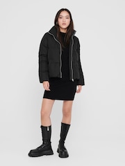 JDY Black Padded 100% Cotton Jacket - Image 3 of 5