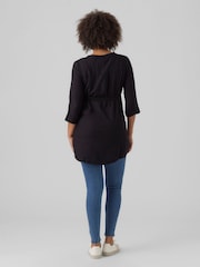 Mamalicious Black Maternity Tie Waist Woven 100% Cotton Blouse - Image 3 of 5