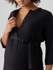 Mamalicious Black Maternity Tie Waist Woven 100% Cotton Blouse - Image 4 of 5